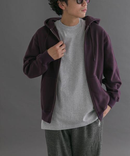 FORK&SPOON（フォークアンドスプーン）の「FORK&SPOON　リサイクルコットン裏毛ジップフーディー（パーカー・メンズ・パープル系その他/ブラック・5/4）」の9枚目の写真