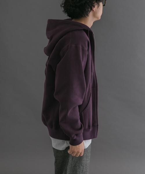 FORK&SPOON（フォークアンドスプーン）の「FORK&SPOON　リサイクルコットン裏毛ジップフーディー（パーカー・メンズ・パープル系その他/ブラック・5/4）」の10枚目の写真