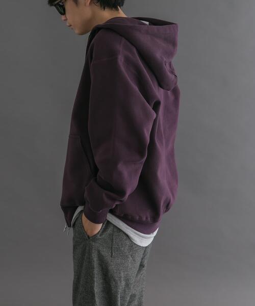 FORK&SPOON（フォークアンドスプーン）の「FORK&SPOON　リサイクルコットン裏毛ジップフーディー（パーカー・メンズ・パープル系その他/ブラック・5/4）」の11枚目の写真