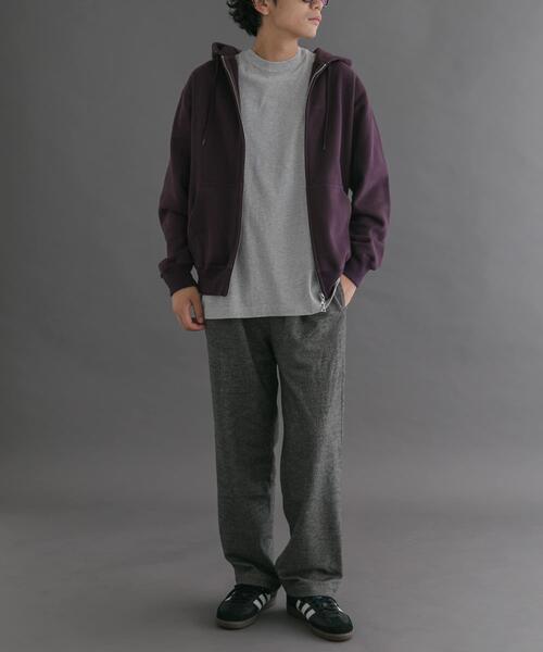 FORK&SPOON（フォークアンドスプーン）の「FORK&SPOON　リサイクルコットン裏毛ジップフーディー（パーカー・メンズ・パープル系その他/ブラック・5/4）」の12枚目の写真