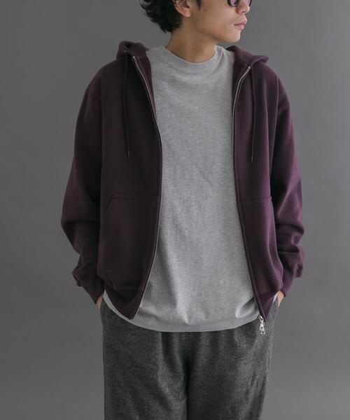 FORK&SPOON（フォークアンドスプーン）の「FORK&SPOON　リサイクルコットン裏毛ジップフーディー（パーカー・メンズ・パープル系その他/ブラック・5/4）」の13枚目の写真