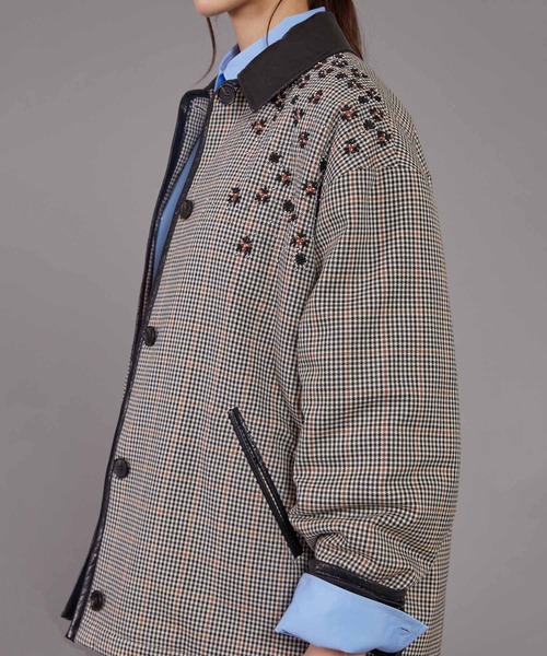 MSGM(エムエスジーエム)の「FLOWERビーズ チェックブルゾン(ブルゾン・レディース・ベージュ系・38)」の6枚目の写真