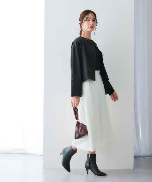 7days Life Styling（セブンデイズライフスタイリング）の「【レディーススーツ】＜OTOさんコラボ＞ボトムが選べるセットアップスーツ（ノーカラージャケット＋ワイドパンツまたはロング丈フレアスカート）（ストレッチウール調シリーズ）＜大きいサイズ有＞（スーツセット・レディース・ブラック系3/ブラック系1/ホワイト系2/ホワイト系1/ブラック系4/ブラック系2・M/L/LL/3L/4L/5L/6L/S/8L）」の21枚目の写真