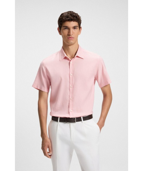 BOSS(ボス)の「スリムフィットシャツ ストレッチリネン(シャツ/ブラウス・メンズ・ライトピンク・S/M/XXL/L/XL)」の1枚目の写真