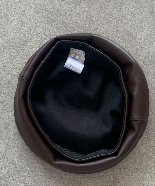 NEON LEATHER GARMENT ビッグレザー ベレー帽 完売品 パンク ゾエ ジェンコ Zoe Jenko フェイクレザー ベレー帽 7842 （BLK