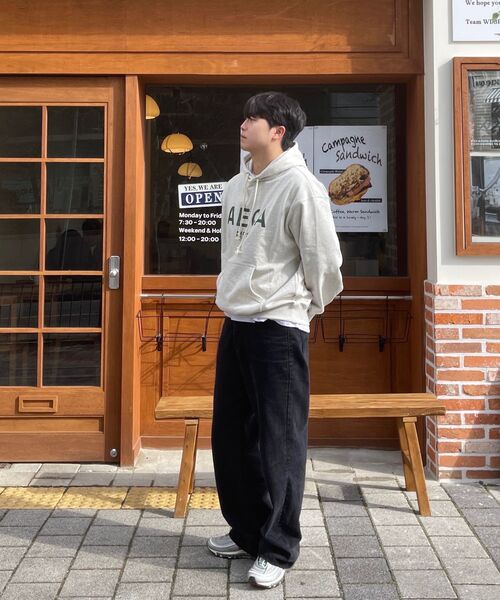 AECA(エイカ)の「BIG LOGO PULLOVER HOODIE-MELANGE OATMEAL(パーカー・レディース・その他・MEDIUM/LARGE/SMALL/X-LARGE)」の2枚目の写真
