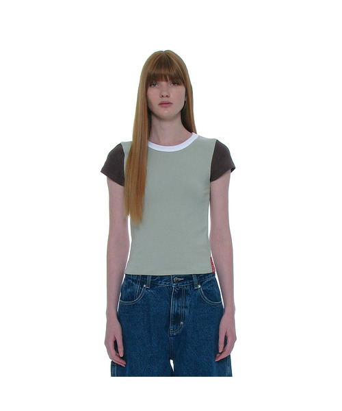 PARTIMENTO WOMEN（パルティメントウィメン）の「PWC カラーブロックベビーティー_3カラー（Tシャツ/カットソー・レディース・チャコール/ミント/スカイブルー・SMALL/MEDIUM/LARGE）」の3枚目の写真