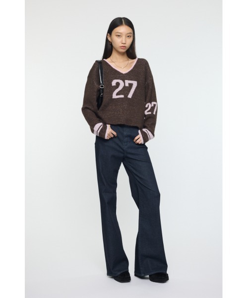 MOUSSY(マウジー)の「SHAGGY NUMBERING セーター(ニット/セーター・レディース・ライトベージュ/ブラウン/ネイビー・FREE)」の5枚目の写真