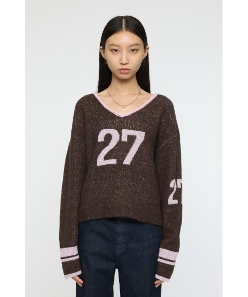 MOUSSY(マウジー)の「SHAGGY NUMBERING セーター(ニット/セーター・レディース・ライトベージュ/ブラウン/ネイビー・FREE)」の8枚目の写真
