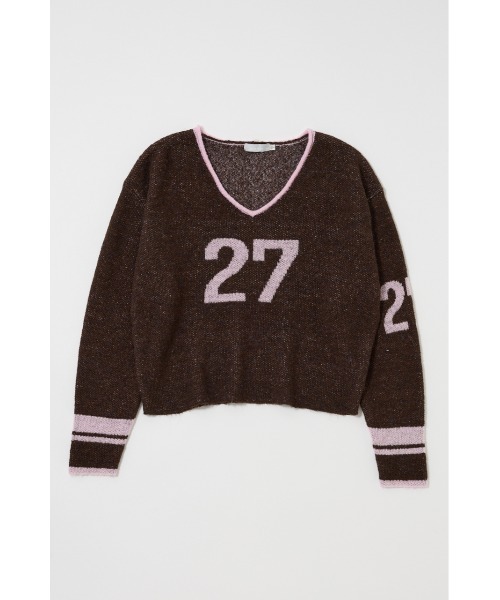 MOUSSY(マウジー)の「SHAGGY NUMBERING セーター(ニット/セーター・レディース・ライトベージュ/ブラウン/ネイビー・FREE)」の9枚目の写真