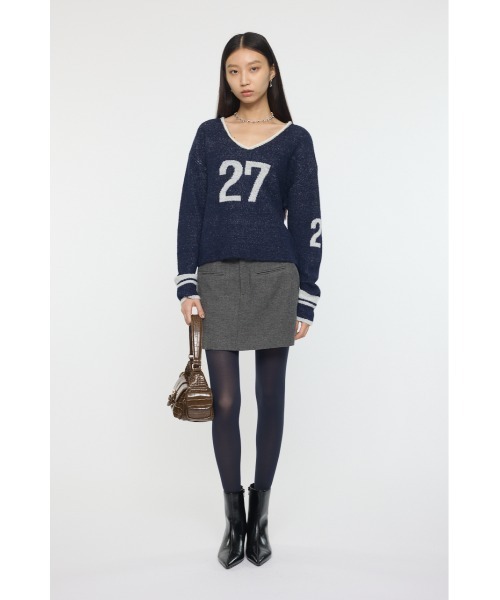 MOUSSY(マウジー)の「SHAGGY NUMBERING セーター(ニット/セーター・レディース・ライトベージュ/ブラウン/ネイビー・FREE)」の14枚目の写真