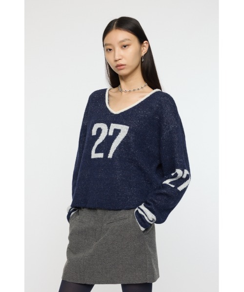 MOUSSY(マウジー)の「SHAGGY NUMBERING セーター(ニット/セーター・レディース・ライトベージュ/ブラウン/ネイビー・FREE)」の15枚目の写真