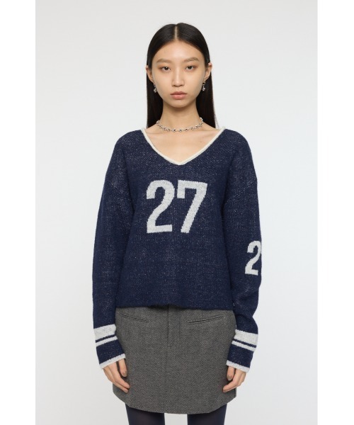 MOUSSY(マウジー)の「SHAGGY NUMBERING セーター(ニット/セーター・レディース・ライトベージュ/ブラウン/ネイビー・FREE)」の16枚目の写真
