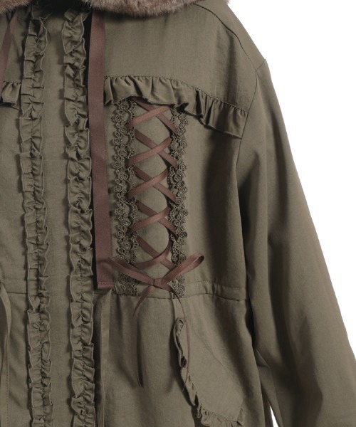 axes femme（アクシーズファム）の「編上×フリルモッズコート（モッズコート・レディース・カーキ/ブラック・FREE）」の10枚目の写真