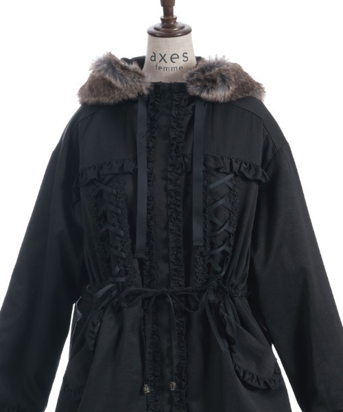 axes femme（アクシーズファム）の「編上×フリルモッズコート（モッズコート・レディース・カーキ/ブラック・FREE）」の7枚目の写真