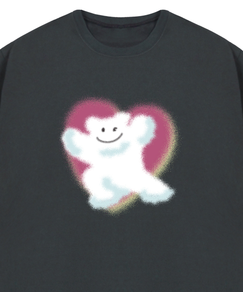 GRAVER（グレーバー）の「[ユニセックス]スプレーベアビッグクラウドスマイル半袖Tシャツ_チャコール（Tシャツ/カットソー・レディース・チャコール・SMALL/LARGE）」の3枚目の写真