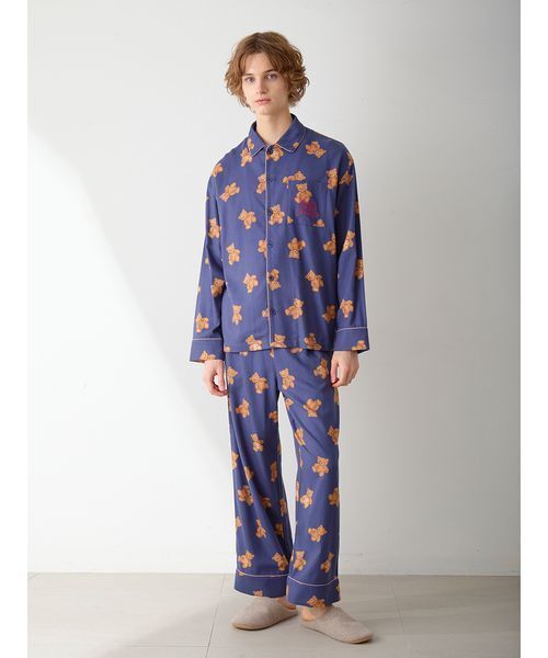 セール】【HOLIDAY】【HOMME】ベア柄ネルシャツ（ルームウェア