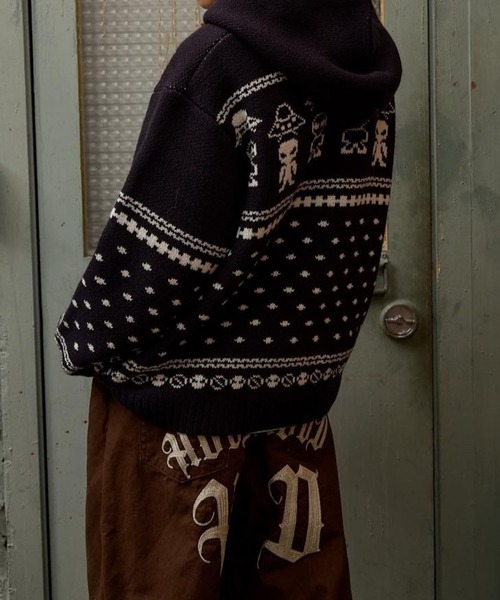 HOODHOOD（フッドフッド）の「【UNISEX】HOODHOOD／エイリアンニットジップ（ニット/セーター・レディース・ベージュ/ネイビー・MEDIUM/LARGE）」の13枚目の写真