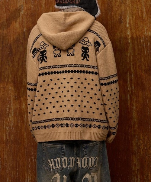 HOODHOOD（フッドフッド）の「【UNISEX】HOODHOOD／エイリアンニットジップ（ニット/セーター・レディース・ベージュ/ネイビー・MEDIUM/LARGE）」の19枚目の写真