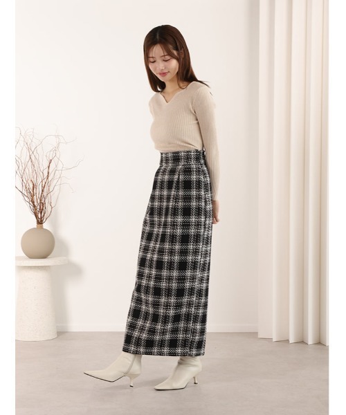 セール】チェック柄バックスリットナロースカート（スカート）｜fifth