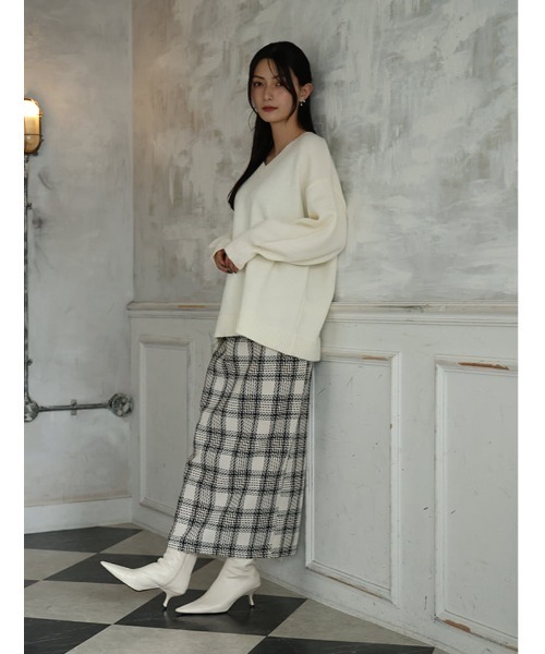 セール】チェック柄バックスリットナロースカート（スカート）｜fifth