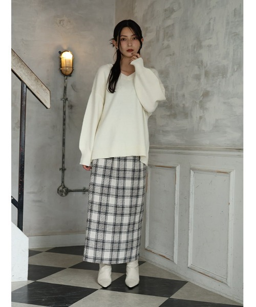 セール】チェック柄バックスリットナロースカート（スカート）｜fifth