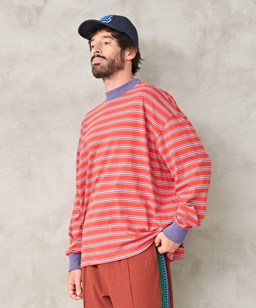 Kelen(ケレン)の「「KELEN MENS / ケレン メンズ」BALLOON BORDER TOP(Tシャツ/カットソー・メンズ・レッド/グレイッシュベージュ/ネイビー・40/38/42)」の3枚目の写真