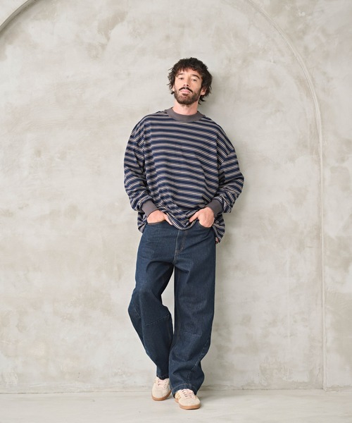 Kelen(ケレン)の「「KELEN MENS / ケレン メンズ」BALLOON BORDER TOP(Tシャツ/カットソー・メンズ・レッド/グレイッシュベージュ/ネイビー・40/38/42)」の4枚目の写真