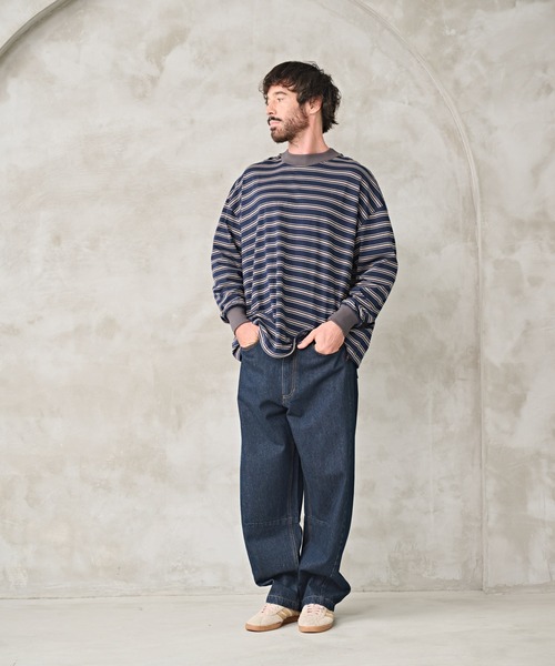 Kelen(ケレン)の「「KELEN MENS / ケレン メンズ」BALLOON BORDER TOP(Tシャツ/カットソー・メンズ・レッド/グレイッシュベージュ/ネイビー・40/38/42)」の5枚目の写真