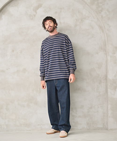 Kelen(ケレン)の「「KELEN MENS / ケレン メンズ」BALLOON BORDER TOP(Tシャツ/カットソー・メンズ・レッド/グレイッシュベージュ/ネイビー・40/38/42)」の6枚目の写真