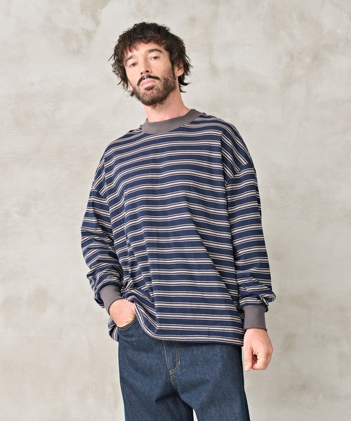 Kelen(ケレン)の「「KELEN MENS / ケレン メンズ」BALLOON BORDER TOP(Tシャツ/カットソー・メンズ・レッド/グレイッシュベージュ/ネイビー・40/38/42)」の7枚目の写真