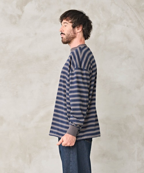 Kelen(ケレン)の「「KELEN MENS / ケレン メンズ」BALLOON BORDER TOP(Tシャツ/カットソー・メンズ・レッド/グレイッシュベージュ/ネイビー・40/38/42)」の8枚目の写真