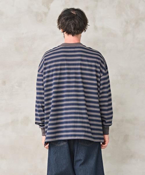 Kelen(ケレン)の「「KELEN MENS / ケレン メンズ」BALLOON BORDER TOP(Tシャツ/カットソー・メンズ・レッド/グレイッシュベージュ/ネイビー・40/38/42)」の9枚目の写真