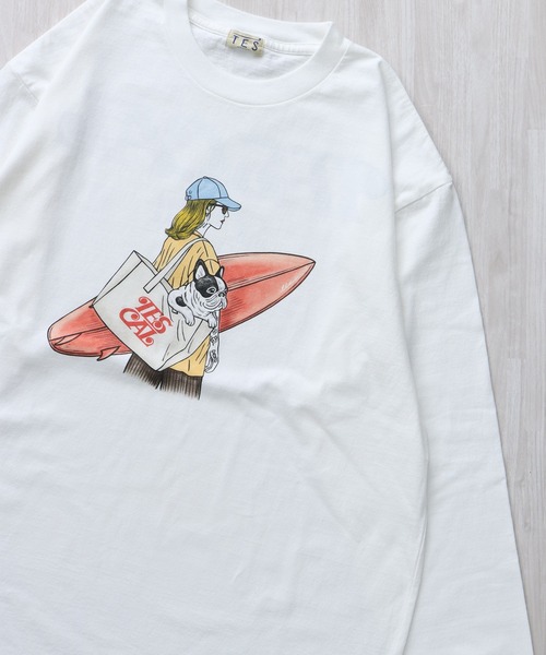 The Endless Summer(エンドレスサマー)の「TES MALIBU GIRL LONG SLEEVE T-SHIRT / ロンT(Tシャツ/カットソー・メンズ・ホワイト/ピンク/アイボリー・SMALL/MEDIUM/LARGE/X-LARGE/XX-LARGE)」の2枚目の写真