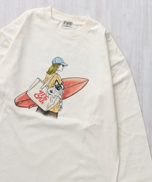 The Endless Summer(エンドレスサマー)の「TES MALIBU GIRL LONG SLEEVE T-SHIRT / ロンT(Tシャツ/カットソー・メンズ・ホワイト/ピンク/アイボリー・SMALL/MEDIUM/LARGE/X-LARGE/XX-LARGE)」の1枚目の写真