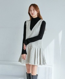 SNIDEL | Vネックツイードジャンスカ(ワンピース)