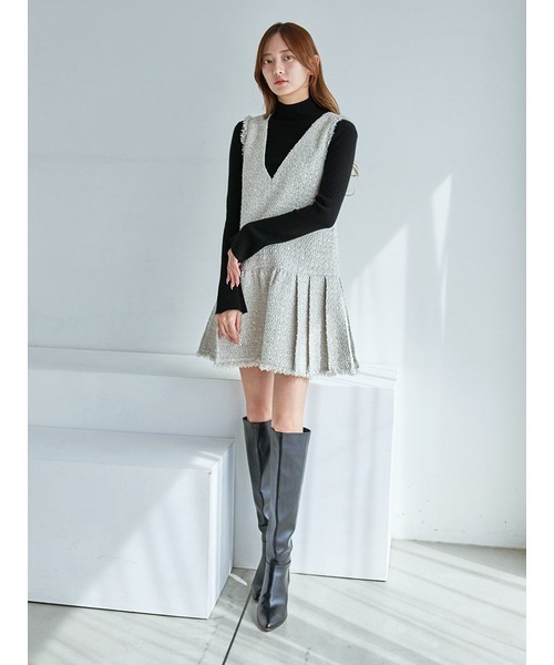 スナイデル Vネックツイードジャンスカ（ワンピース）｜SNIDEL（スナイデル）の