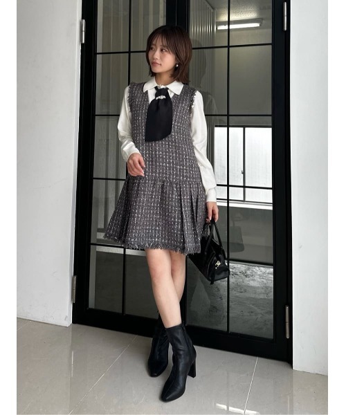 Vネックツイードジャンスカ（ワンピース）｜SNIDEL（スナイデル）の