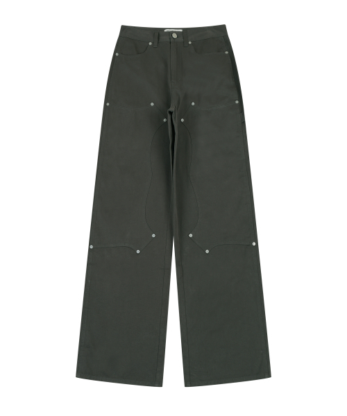 ORDINARY HOLIDAY（オーディナリー ホリデー）の「COTTON DOUBLE KNEE WIDE PANTS [CHARCOAL]（その他パンツ・レディース・その他・SMALL/MEDIUM）」の2枚目の写真