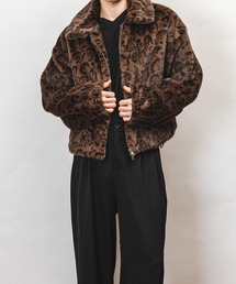 garsonwave（ギャルソンウェーブ）の「ヒョウ柄 フェイクファー ショート丈 裾ドローコート ジャケット(GW)（その他アウター）」