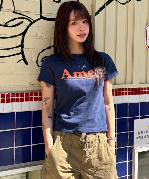 AMESWORLDWIDE(アメスワールドワイド)の「BASIC LOGO TEE NAVY(Tシャツ/カットソー・レディース・その他・SMALL/MEDIUM/LARGE)」の7枚目の写真