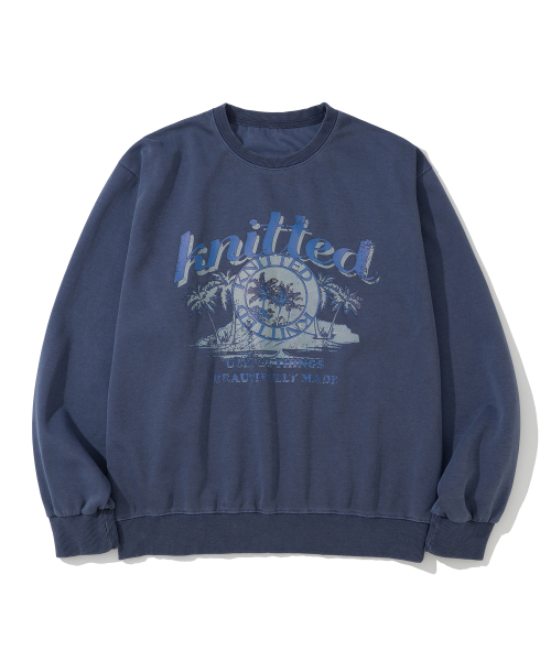 KNITTED(ニッティド)の「ピグメントファームツリー スウェット BLUE(スウェット・レディース・その他・LARGE/X-LARGE/MEDIUM)」の1枚目の写真