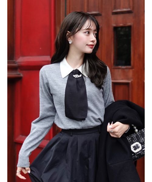 SNIDEL（スナイデル）の「タイ付きビジューカーディガン（カーディガン