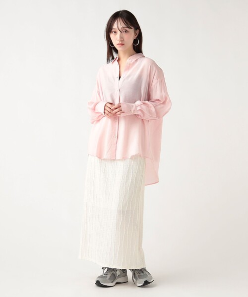 BEAMS HEART（ビームスハート）の「シアー レギュラー シャツ（シャツ/ブラウス・レディース・オフホワイト/ピンク/ブルー系その他・FREE）」の4枚目の写真