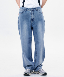 GRAYBLVD（グレイブラバット）の「ラファエルワイドブラシデニムパンツ GJADP91 (ライトブルー)（デニムパンツ）」