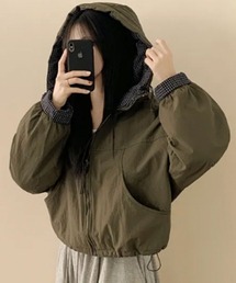 VIVID LADY（ビビッドレディー）の「チェック柄切替 ファー裏地 フーディーブルゾン（ブルゾン・レディース）」