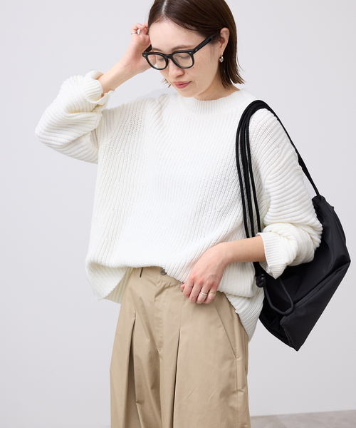 SLOBE IENA（スローブイエナ）の「バルキーコットンプルオーバー（ニット/セーター・レディース・ホワイト/ネイビー/ピンク系その他・FREE）」の2枚目の写真