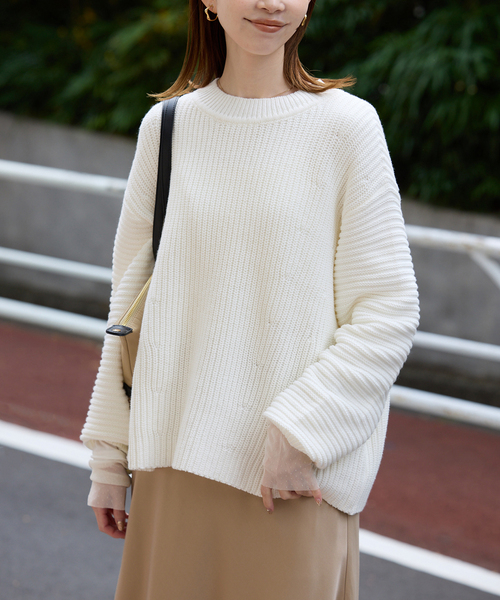 SLOBE IENA（スローブイエナ）の「バルキーコットンプルオーバー（ニット/セーター・レディース・ホワイト/ネイビー/ピンク系その他・FREE）」の14枚目の写真