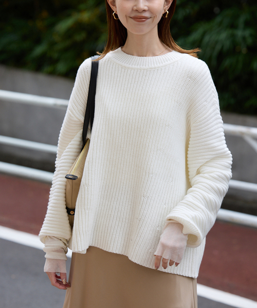 SLOBE IENA（スローブイエナ）の「バルキーコットンプルオーバー（ニット/セーター・レディース・ホワイト/ネイビー/ピンク系その他・FREE）」の16枚目の写真