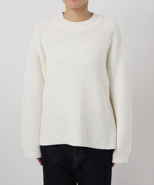 SLOBE IENA（スローブイエナ）の「バルキーコットンプルオーバー（ニット/セーター・レディース・ホワイト/ネイビー/ピンク系その他・FREE）」の4枚目の写真